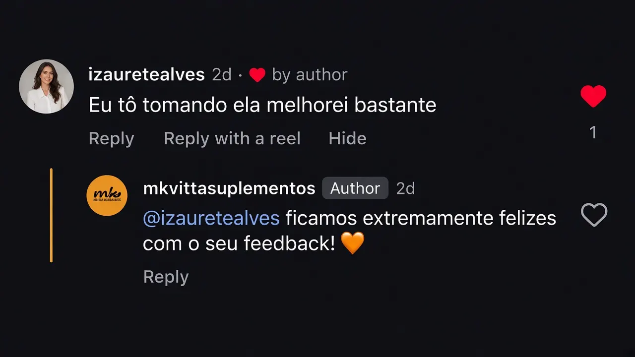Comentário real no Instagram: “Eu tô tomando e melhorei bastante”